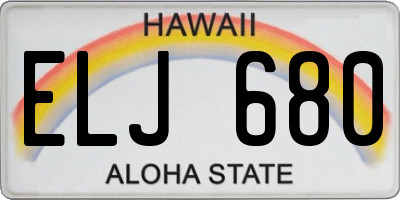 HI license plate ELJ680