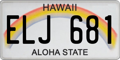 HI license plate ELJ681