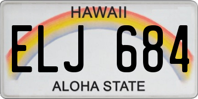 HI license plate ELJ684