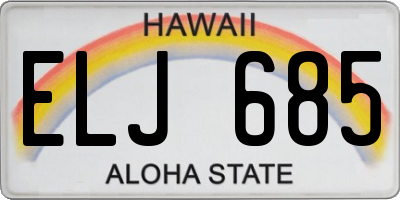 HI license plate ELJ685