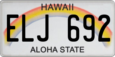 HI license plate ELJ692