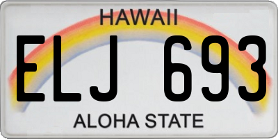 HI license plate ELJ693