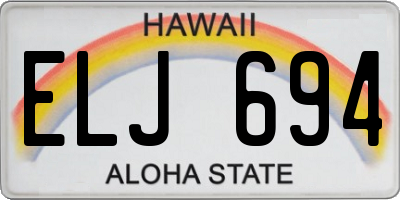 HI license plate ELJ694