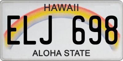 HI license plate ELJ698