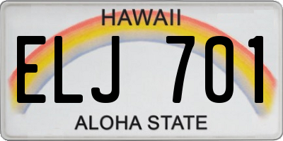 HI license plate ELJ701