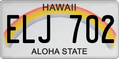 HI license plate ELJ702
