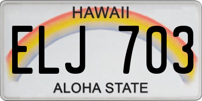 HI license plate ELJ703