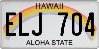 HI license plate ELJ704