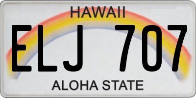 HI license plate ELJ707