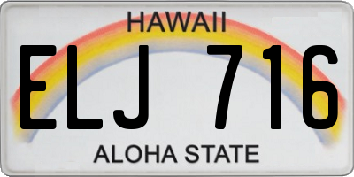 HI license plate ELJ716