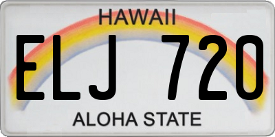 HI license plate ELJ720