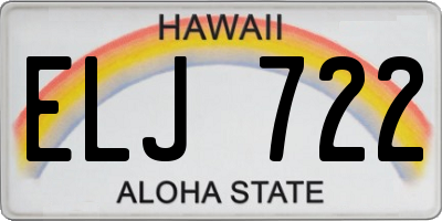 HI license plate ELJ722
