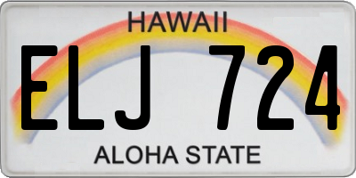 HI license plate ELJ724