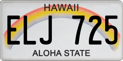 HI license plate ELJ725