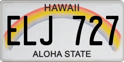 HI license plate ELJ727