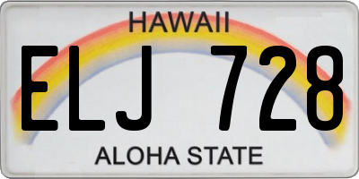 HI license plate ELJ728
