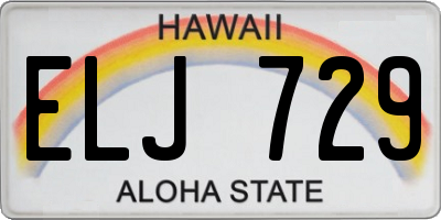 HI license plate ELJ729