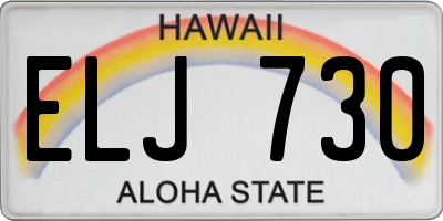 HI license plate ELJ730