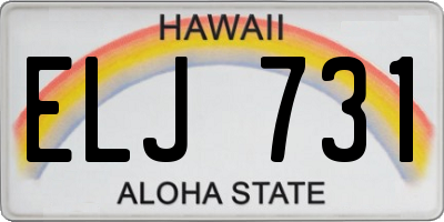 HI license plate ELJ731