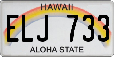HI license plate ELJ733