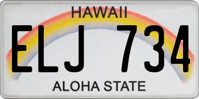 HI license plate ELJ734