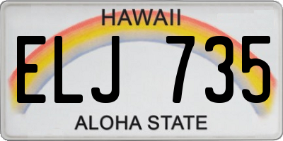 HI license plate ELJ735