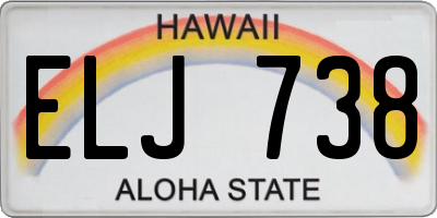 HI license plate ELJ738