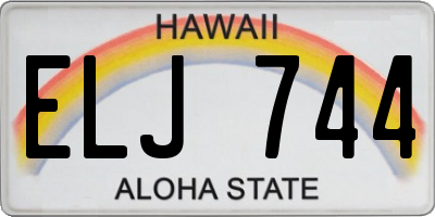 HI license plate ELJ744