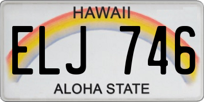 HI license plate ELJ746
