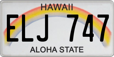 HI license plate ELJ747
