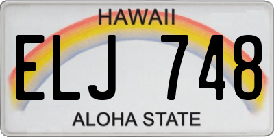 HI license plate ELJ748