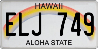 HI license plate ELJ749
