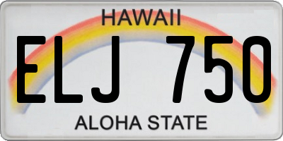 HI license plate ELJ750