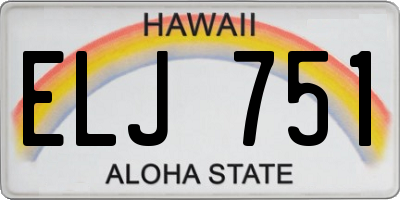 HI license plate ELJ751
