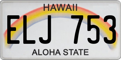 HI license plate ELJ753