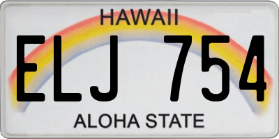 HI license plate ELJ754