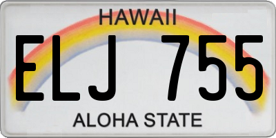 HI license plate ELJ755