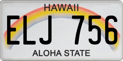 HI license plate ELJ756