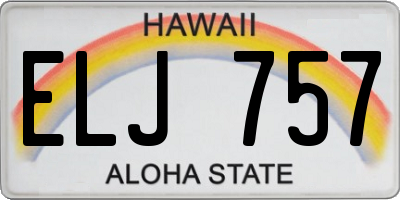 HI license plate ELJ757
