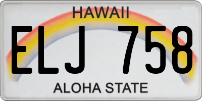 HI license plate ELJ758