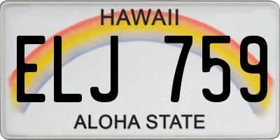 HI license plate ELJ759