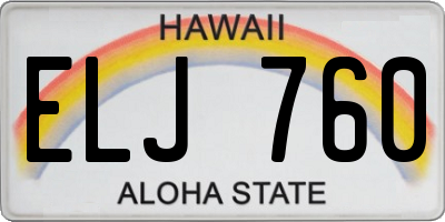 HI license plate ELJ760