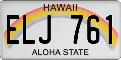 HI license plate ELJ761