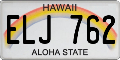 HI license plate ELJ762