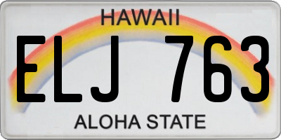 HI license plate ELJ763