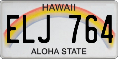 HI license plate ELJ764