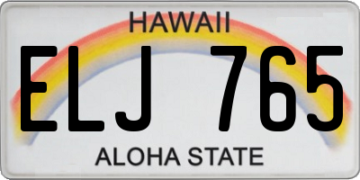 HI license plate ELJ765