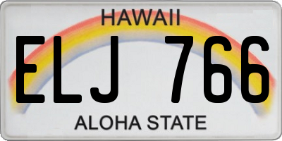 HI license plate ELJ766