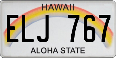 HI license plate ELJ767