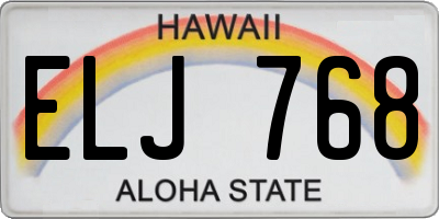 HI license plate ELJ768